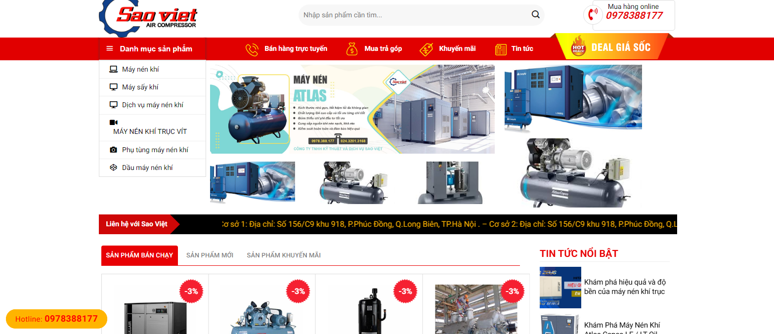 Thiết kế website bán máy nén khí